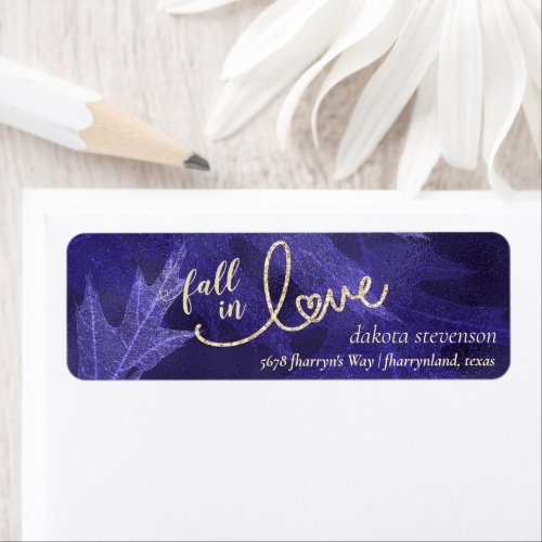 Fall in Love with Autumn  Purple and Gold Address Label