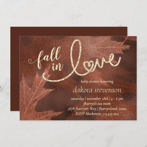 Fall in Love with Autumn  Rust Orange Baby Shower Invitation