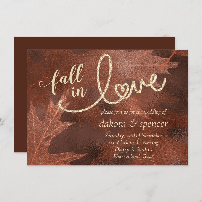 Fall in Love with Autumn | Rust Orange Wedding Invitation (Front/Back)
