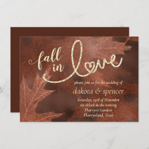 Fall in Love with Autumn Rust Orange Wedding Invitation