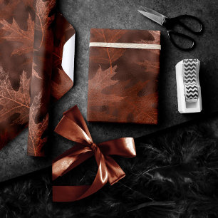 Fall in Love with Autumn Rustic Dusty Orange Wrapping Paper