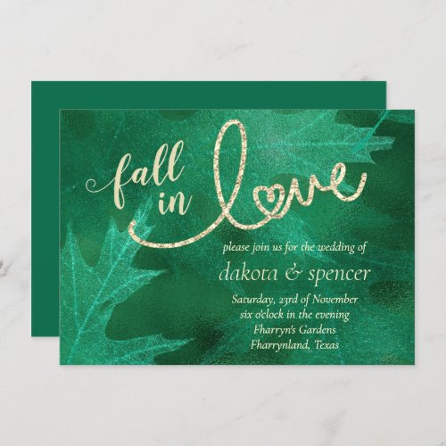 Fall in Love with Autumn  Vibrant Green Wedding Invitation