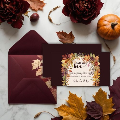 Fall In Love With Baby Autumn Leaves Shower Enclosure Card