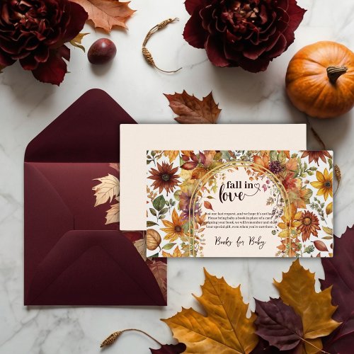 Fall In Love With Baby Autumn Leaves Shower Enclosure Card