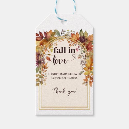 Fall In Love With Baby Autumn Leaves Shower Gift Tags