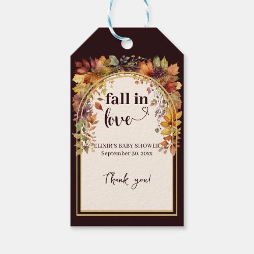 Fall In Love With Baby Autumn Leaves Shower Gift Tags