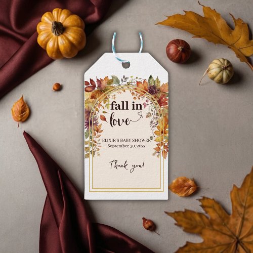 Fall In Love With Baby Autumn Leaves Shower Gift Tags