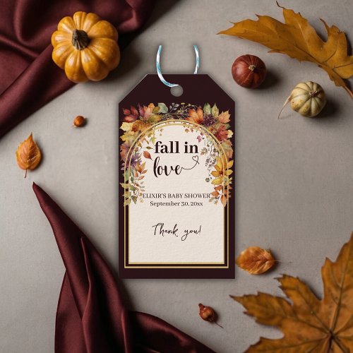 Fall In Love With Baby Autumn Leaves Shower Gift Tags