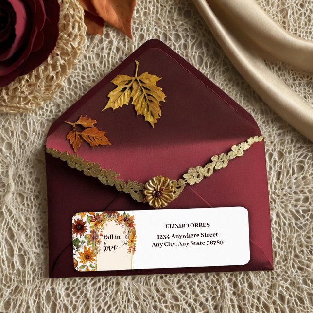 Fall In Love With Baby Autumn Leaves Shower Label (Creator Uploaded)