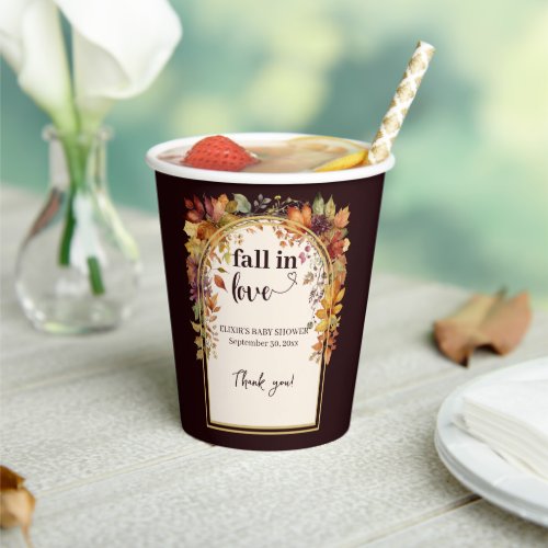 Fall In Love With Baby Autumn Leaves Shower Paper Cups