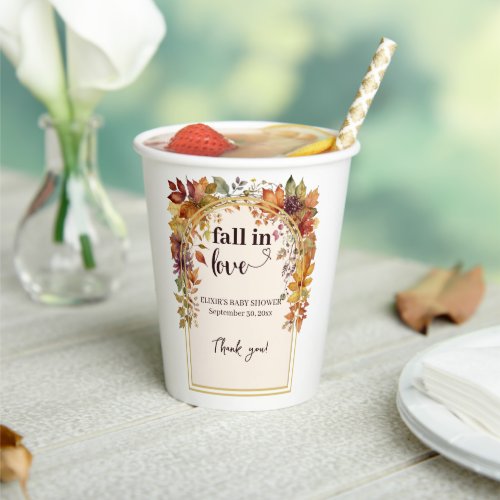 Fall In Love With Baby Autumn Leaves Shower Paper Cups