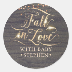 Fall in Love with Baby Baby Shower Classic Round Sticker