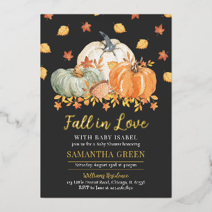 Fall In Love with Baby Baby Shower Foil Invitation