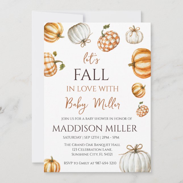 Fall in Love with Baby,Pumpkin Baby Shower Invitation (Front)