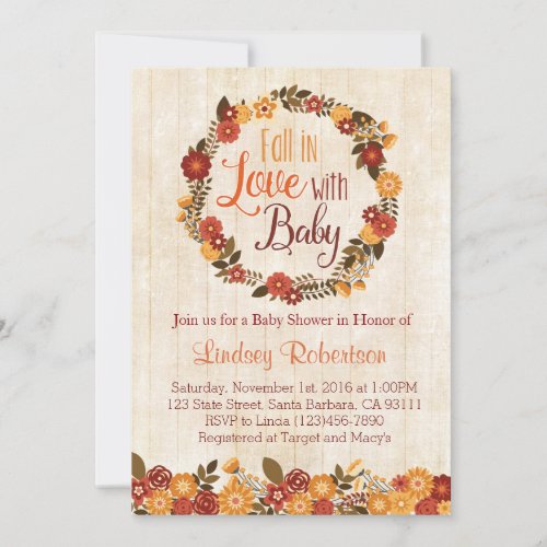 Fall in Love with Baby Shower Invitation