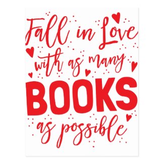 fall in love with books as possible postcard