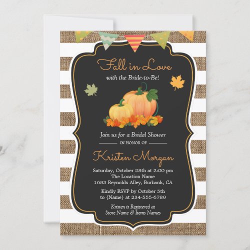 Fall in Love with Bride to Be Autumn Bridal Shower Card