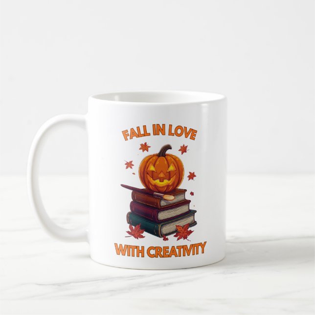 Fall in Love with Creativity – Pumpkin Autumn Glow Coffee Mug (Left)