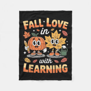 Fall In Love With Learning Autumn Pumpkin Teacher Fleece Blanket