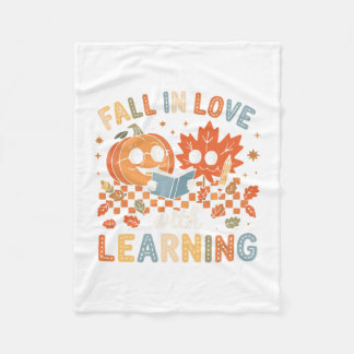 Fall In Love With Learning Autumn Pumpkin Teacher  Fleece Blanket