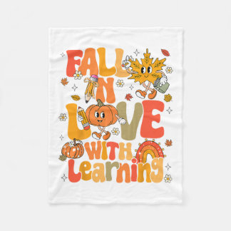 Fall In Love With Learning Autumn Thanksgiving Pum Fleece Blanket