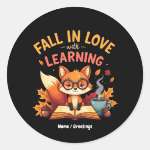 Fall in Love with Learning Funny Halloween Design Classic Round Sticker