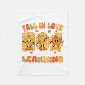 Fall In Love With Learning Funny Teacher Autumn Pu Fleece Blanket