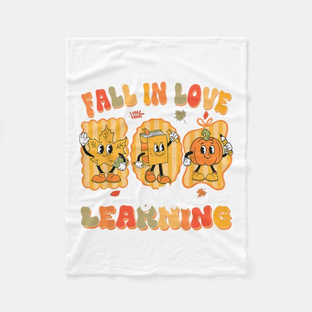 Fall In Love With Learning Funny Teacher Autumn Pu Fleece Blanket (Front)