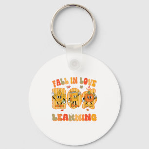 Fall In Love With Learning Funny Teacher Autumn Pu Keychain
