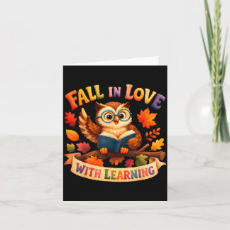 Fall in love with learning owl funny thanksgiving card
