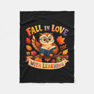 Fall in love with learning owl funny thanksgiving fleece blanket