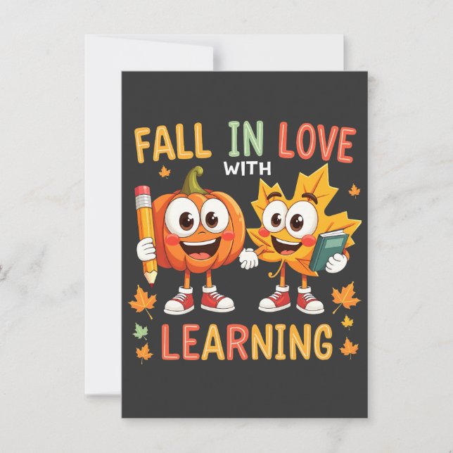 Fall in Love with Learning Teaching School  Invitation (Front)