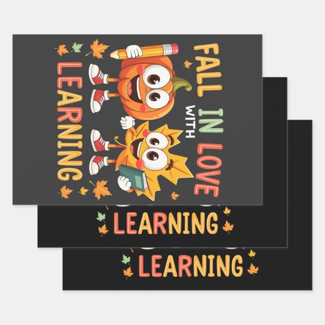 Fall in Love with Learning Teaching School  Wrapping Paper Sheets (Set)