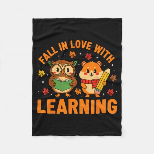 Fall In Love With Learning Vintage Owl And Hamster Fleece Blanket