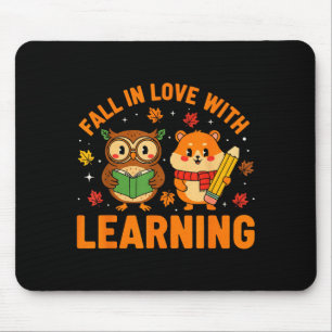 Fall In Love With Learning Vintage Owl And Hamster Mouse Pad