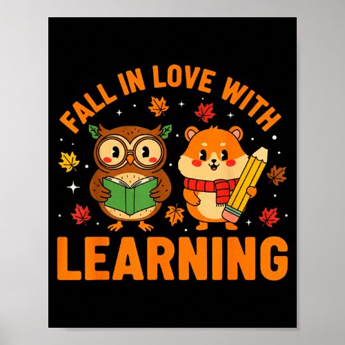 Fall In Love With Learning Vintage Owl And Hamster Poster