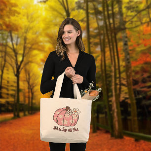Fall In Love with Pink Fall Gifts Large Tote Bag