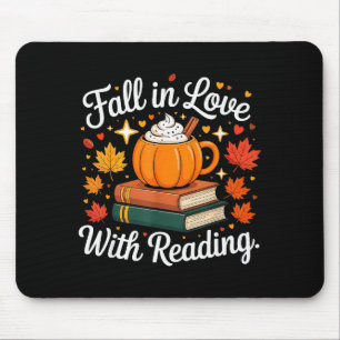 Fall In Love With Reading Autumn Pumpkin Mug Book Mouse Pad