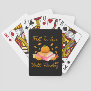 Fall In Love With Reading Book Autumn Pumpkins Poker Cards