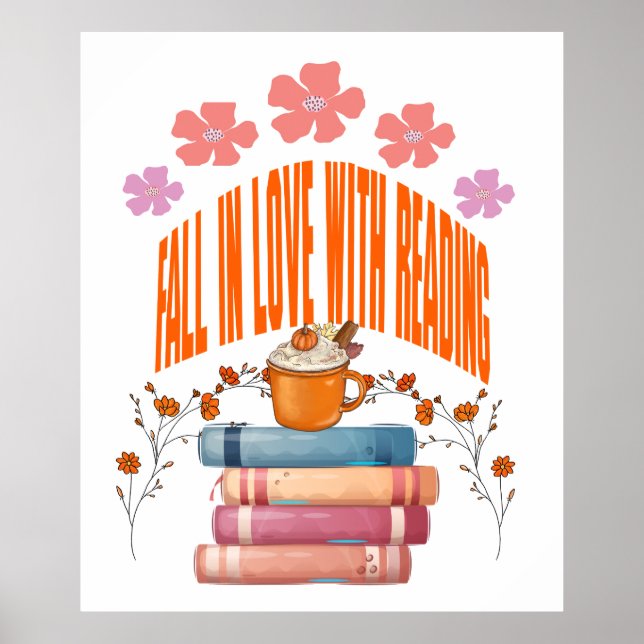Fall in love with reading, Book Lover Poster (Front)