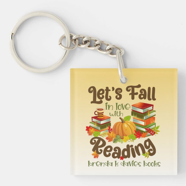 Fall in Love With Reading Brenda K Davies Books Keychain (Front)