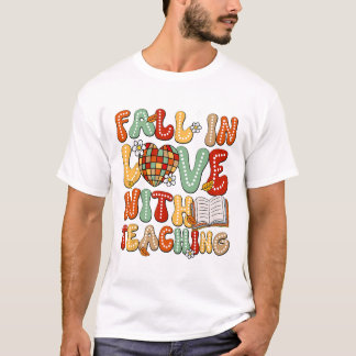 Fall In Love With Teaching Autumn Thanksgiving Tea T-Shirt