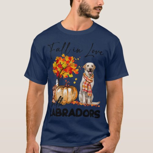Fall In Love With Yellow Labradors Fall Pumpkin Th T_Shirt