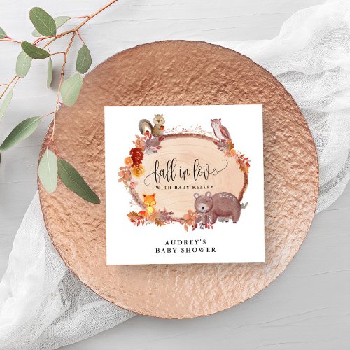Fall in Love Woodland Animals Rustic Baby Shower Napkins