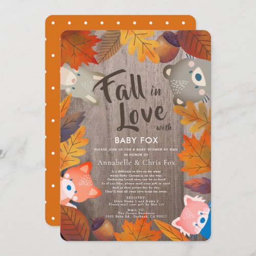 Fall in Love Woodland Animals Wood Shower by Mail Invitation