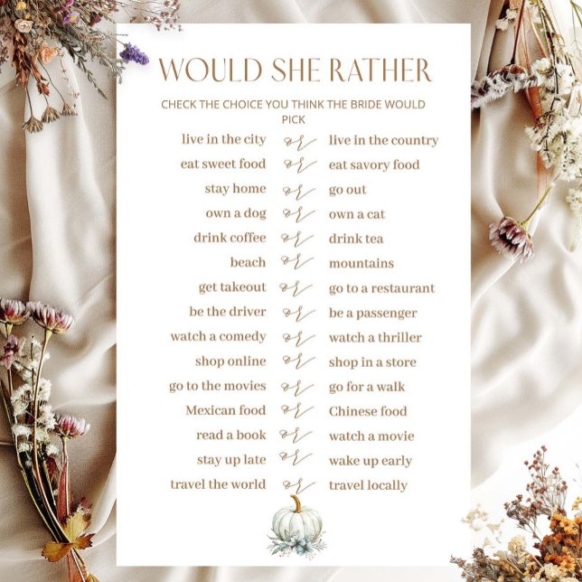 Fall In Love Would She Rather  Bridal Game (Creator Uploaded)