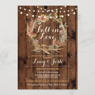 Fall in Love Wreath Fall Engagement Floral Invite