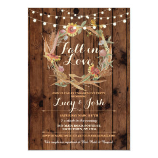 Fall in Love Wreath Fall Engagement Floral Invite