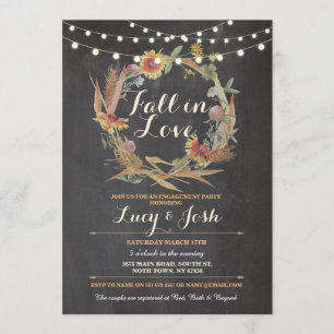 Fall in Love Wreath Fall Engagement Floral Invite