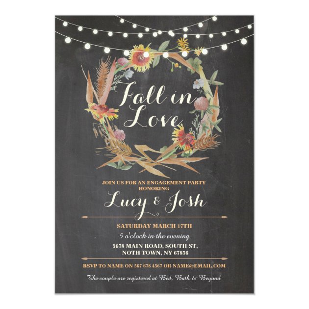 Fall In Love Wreath Fall Engagement Floral Invite